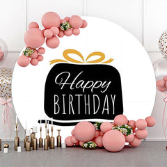 Lofaris Black Gift Morden Simple Round Birthday Backdrop