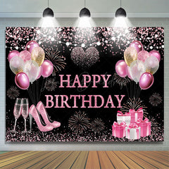 Lofaris Black Glitter Balloon Gifts Sparkle Birthday Backdrop