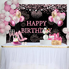 Lofaris Black Glitter Balloon Gifts Sparkle Birthday Backdrop