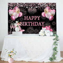 Lofaris Black Glitter Balloon Gifts Sparkle Birthday Backdrop