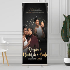 Lofaris Black Glitter Custom Retractable Wedding Banners