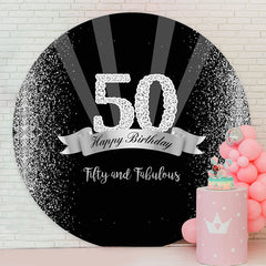 Lofaris Black Glitter Diamond 50th Birthday Round Backdrop