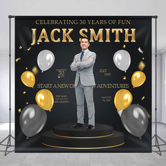 Lofaris Black Gold Balloon Custom 35th Birthday Backdrop