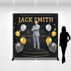 Lofaris Black Gold Balloon Custom 35th Birthday Backdrop