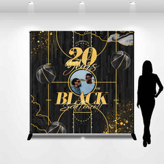 Lofaris Black Gold Basketball Custom Birthday Photo Backdrop