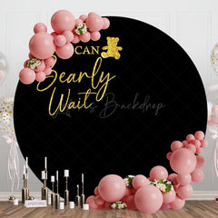 Lofaris Black Gold Bearly Wait Round Baby Shower Backdrop