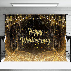 Lofaris Black Gold Champagne Happy Workiversary Backdrop