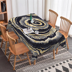 Lofaris Black Gold Circle Artistic Rectangle Tablecloth