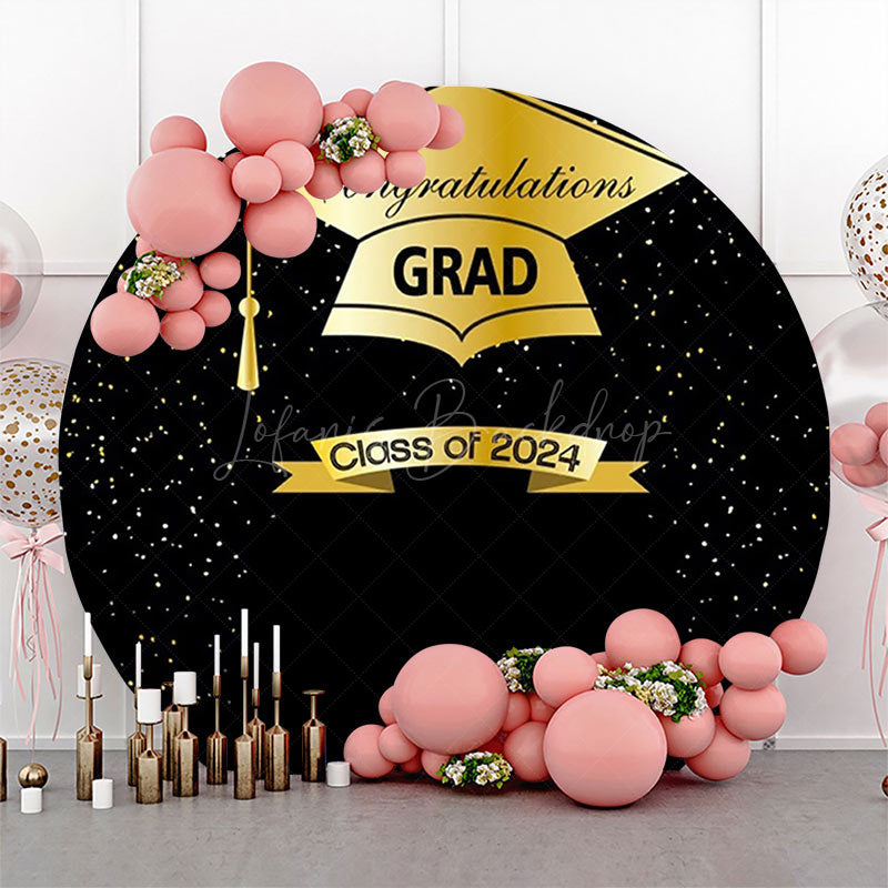 Lofaris Black Gold Class 2024 Round Congrats Grad Backdrop