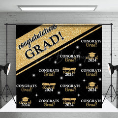 Lofaris Black Gold Congrats Grad Repeat Graduation Backdrop