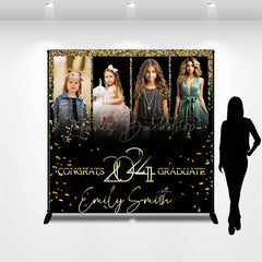 Lofaris Black Gold Custom Congrats 2024 Graduation Backdrop