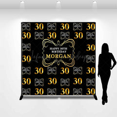 Lofaris Black Gold Custom Name Happy 30th Birthday Backdrop