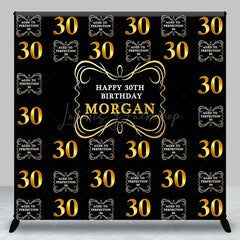 Lofaris Black Gold Custom Name Happy 30th Birthday Backdrop