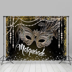 Lofaris Black Gold Diamond Pearl Masquerade Party Backdrop