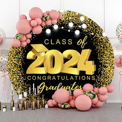 Lofaris Black Gold Dot Light Round Graduation Party Backdrop