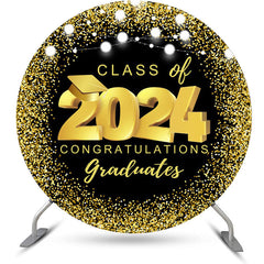 Lofaris Black Gold Dot Light Round Graduation Party Backdrop