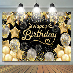 Lofaris Black Gold Glitter Balloons Sparkle Birthday Backdrop