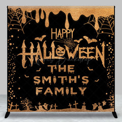 Lofaris Black Gold Glitter Custom Happy Halloween Backdrop