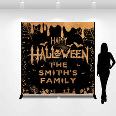 Lofaris Black Gold Glitter Custom Happy Halloween Backdrop