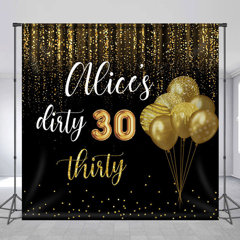 Lofaris Black Gold Glitter Dirty Custom Birthday Backdrop