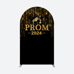 Lofaris Black Gold Glitter Prom Party Graduation Arch Backdrop