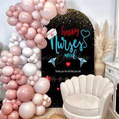 Lofaris Black Gold Happy Nurses Week Party Arch Backdrop