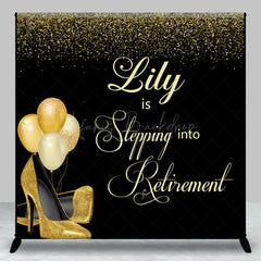 Lofaris Black Gold High Heel Custom Name Retirement Backdrop