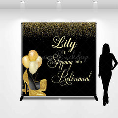 Lofaris Black Gold High Heel Custom Name Retirement Backdrop