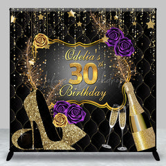 Lofaris Black Gold High Heels Custom 30th Birthday Backdrop