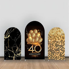 Lofaris Black Gold Marble 40th Anniversary Arch Backdrop Kit