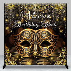 Lofaris Black Gold Masquerade Custom Birthday Bash Backdrop