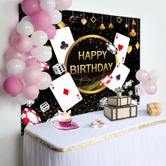 Lofaris Black Gold Poker Dice Casino Happy Birthday Backdrop