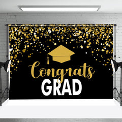 Lofaris Black Gold Sequin Bachelor Cap Graduation Backdrop