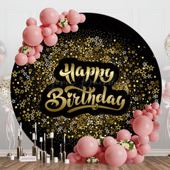 Lofaris Black Gold Sliver Stars Round Backdrop For Birthday