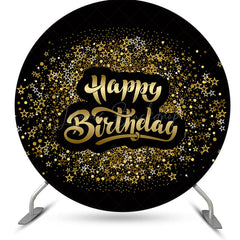 Lofaris Black Gold Sliver Stars Round Backdrop For Birthday