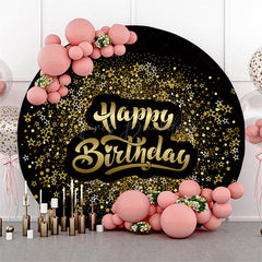 Lofaris Black Gold Sliver Stars Round Backdrop For Birthday