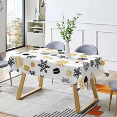 Lofaris Black Gold Snowflake Christmas Party Tablecloth