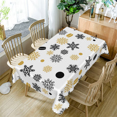 Lofaris Black Gold Snowflake Christmas Party Tablecloth