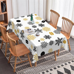 Lofaris Black Gold Snowflake Christmas Party Tablecloth