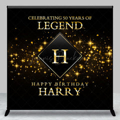 Lofaris Black Gold Sparkle Custom 50th Birthday Backdrop