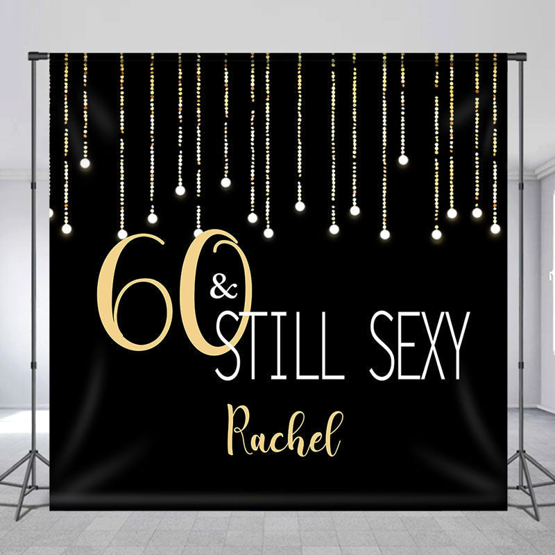 Lofaris Black Gold Stars Custom 60th Birthday Backdrop