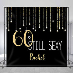 Lofaris Black Gold Stars Custom 60th Birthday Backdrop