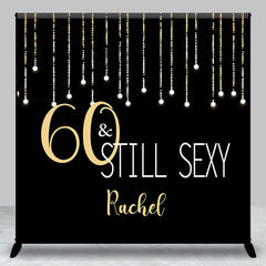 Lofaris Black Gold Stars Custom 60th Birthday Backdrop