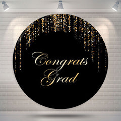 Lofaris Black Gold String Congrats Grad Round Backdrop Decoration