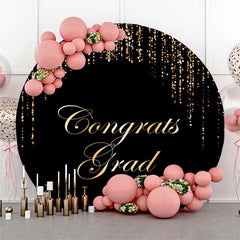 Lofaris Black Gold String Congrats Grad Round Backdrop Decoration