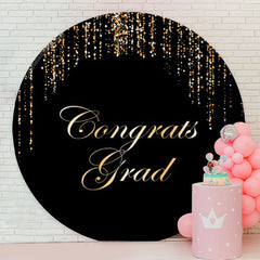 Lofaris Black Gold String Congrats Grad Round Backdrop Decoration