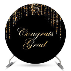 Lofaris Black Gold String Congrats Grad Round Backdrop Decoration