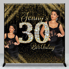 Lofaris Black Gold Talk Thirty Custom Photo Birthday Backdrop