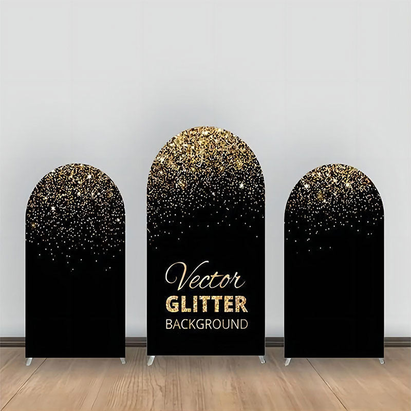 Lofaris Black Gold Vector Glitter Party Arch Backdrop Kit