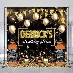 Lofaris Black Gold Whiskey Custom Name Birthday Backdrop